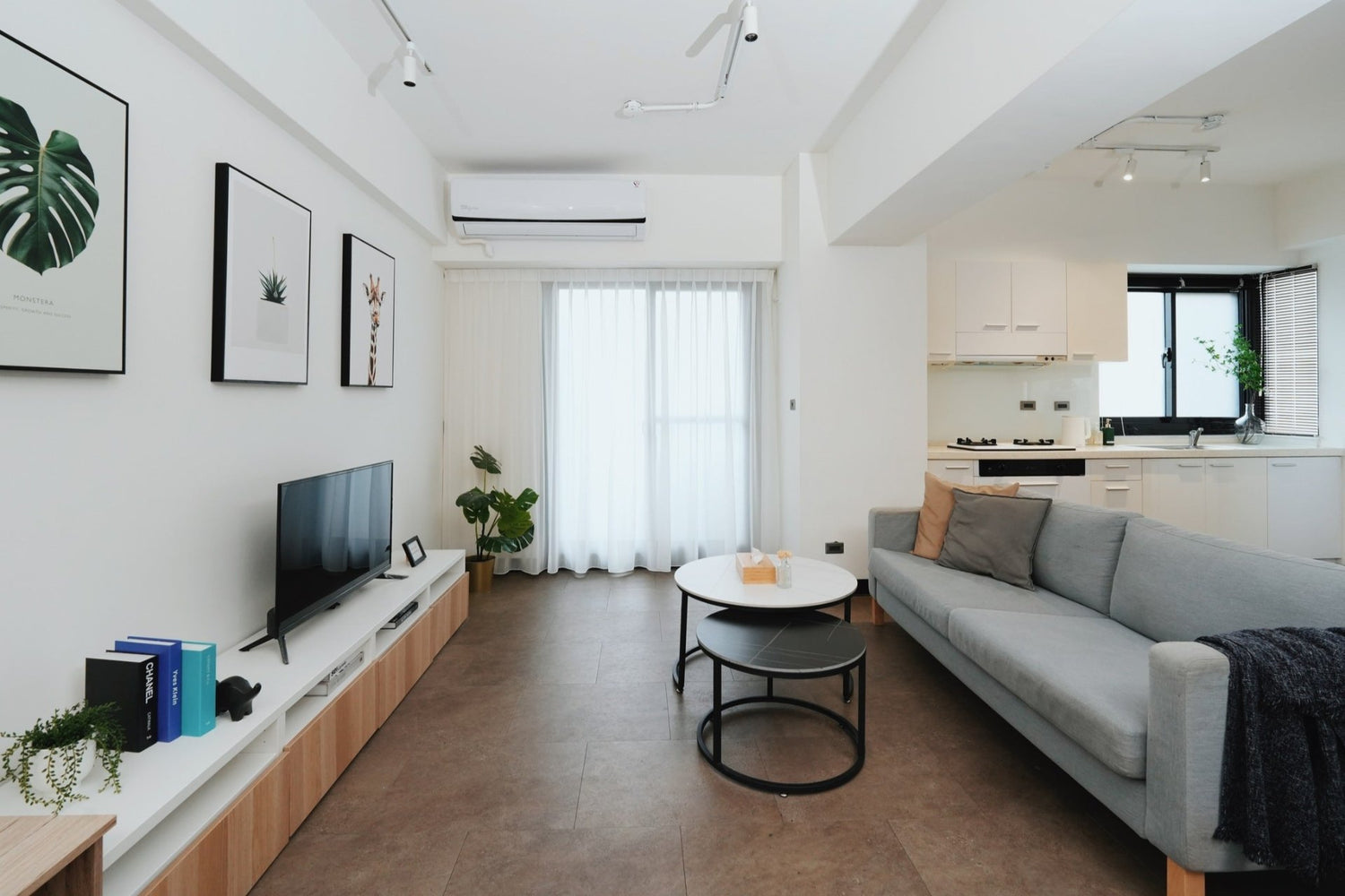 Modern living room in Taipei Taiwan short-term apartment with foreigners friendly - Kolette Home