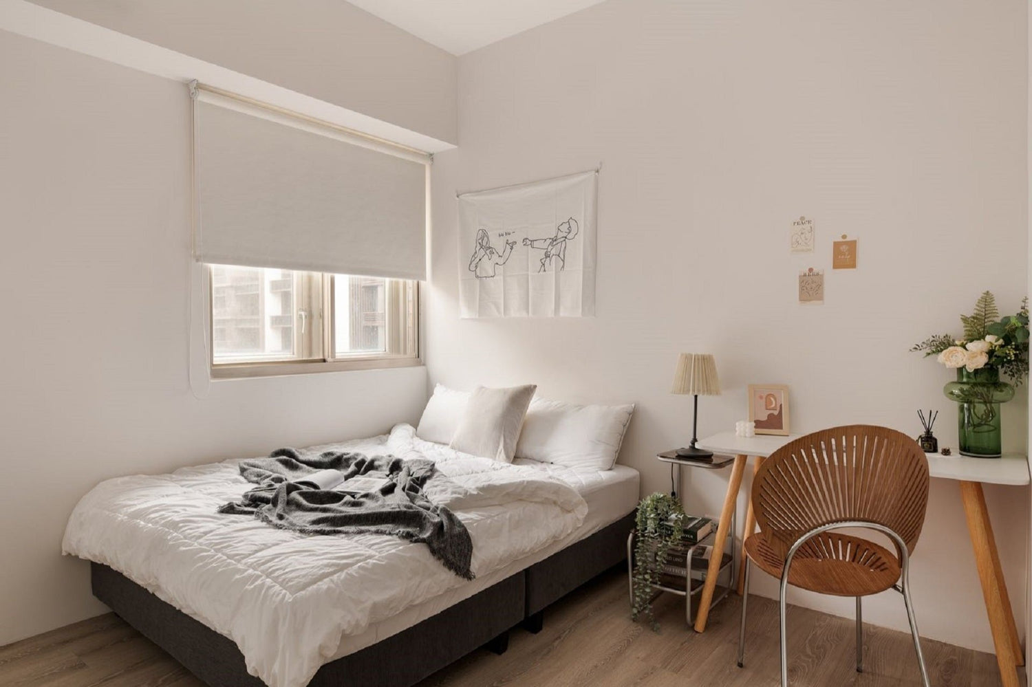 Cozy bedroom in Taipei Taiwan monthly apartment with premium bedding and quiet atmosphere - Kolette Home