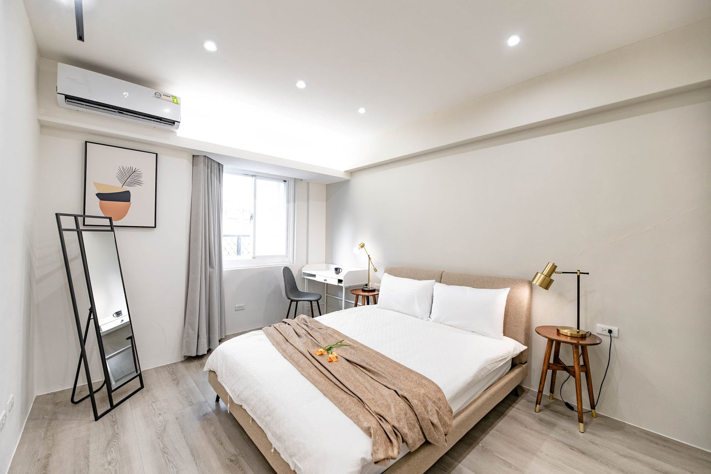 Cozy bedroom in Taipei Taiwan monthly apartment with premium bedding and quiet atmosphere - Kolette Home