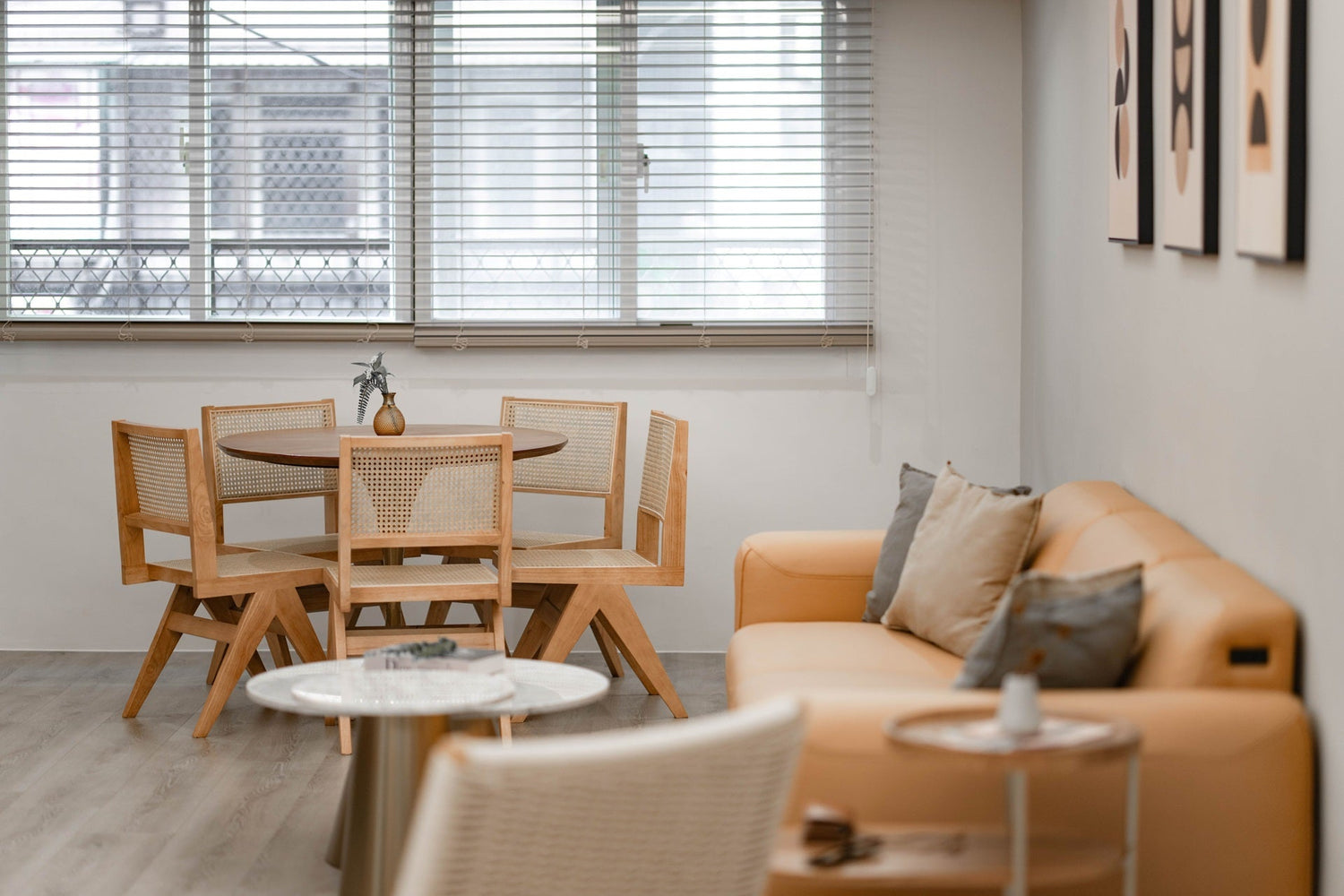 Modern Dining room in Taipei Taiwan short-term apartment with minimalist design - Kolette Home