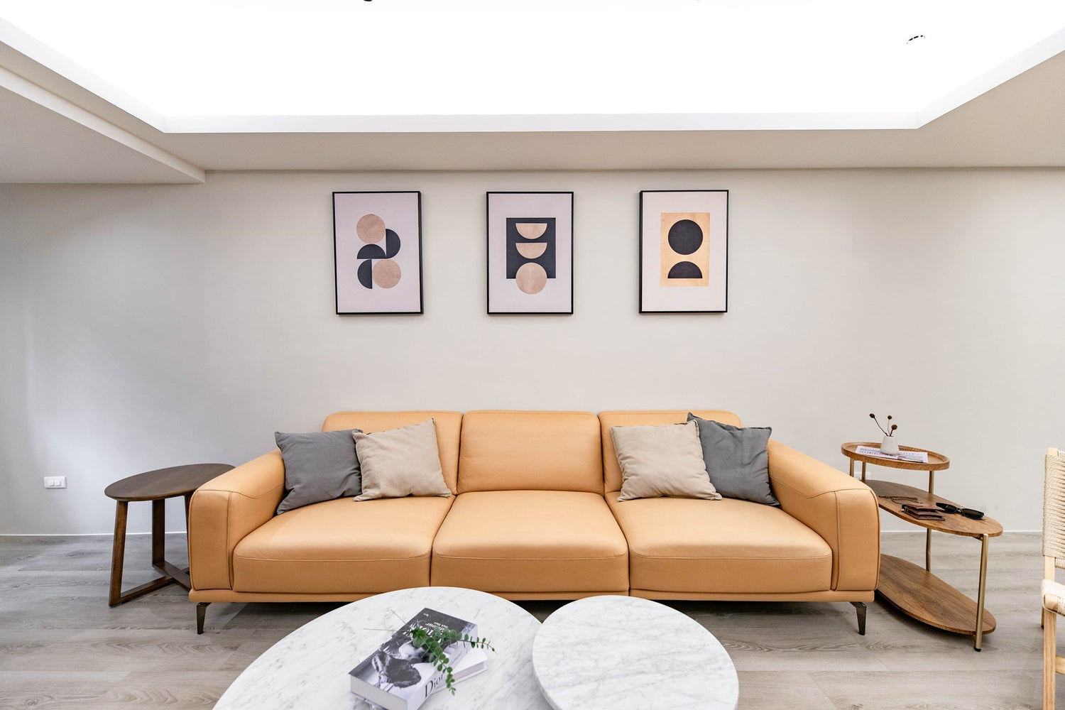 Modern living room in Taipei Taiwan short-term apartment with minimalist design - Kolette Home
