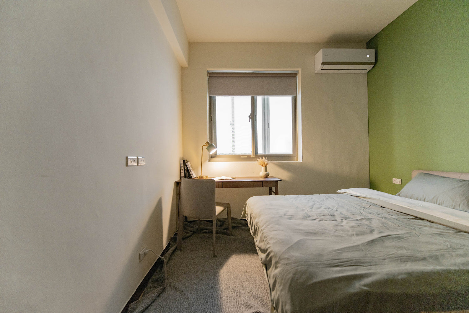 Cozy bedroom in Taipei Taiwan monthly apartment with premium bedding and quiet atmosphere - Kolette Home