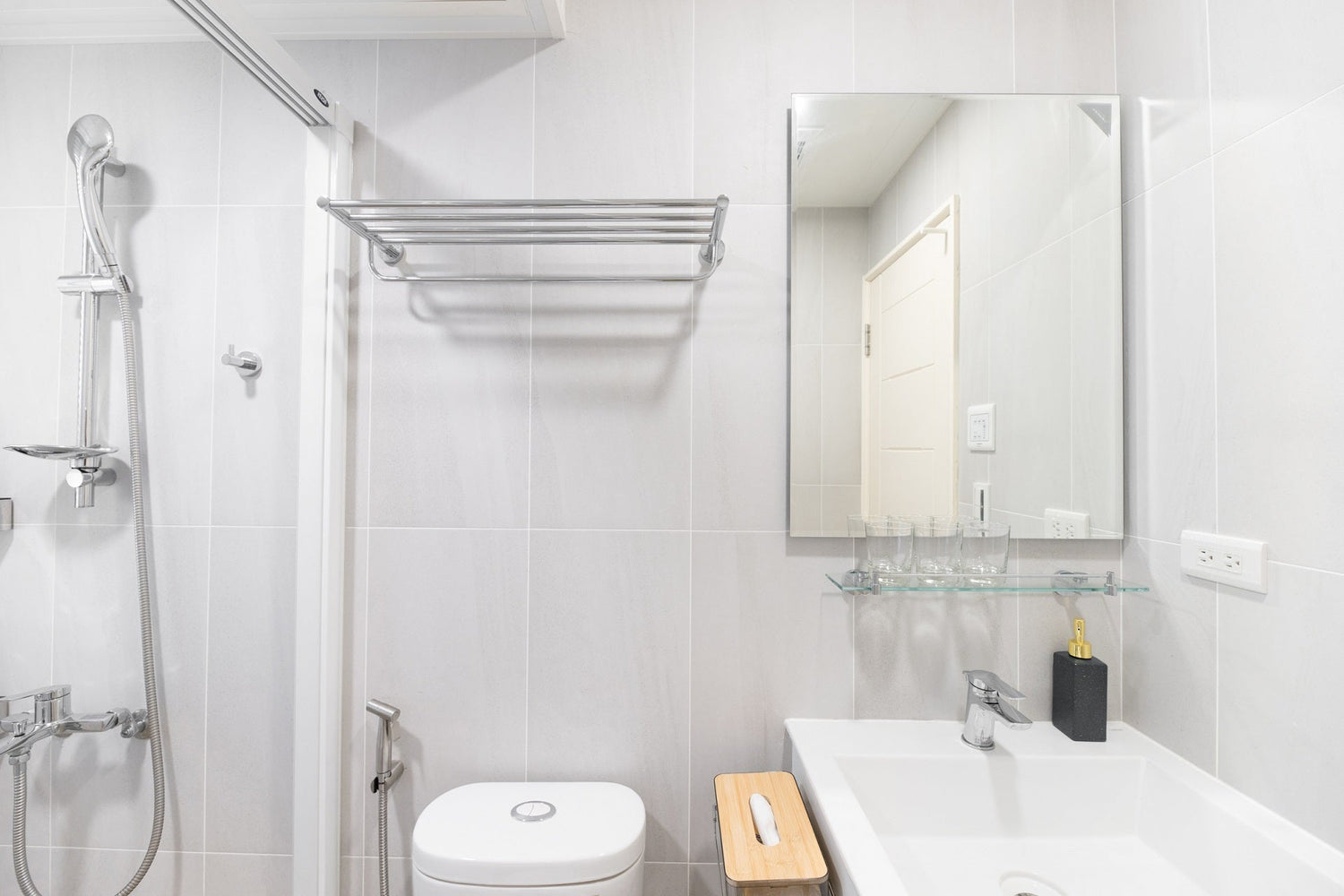 Clean hotel-grade bathroom in Taipei Taiwan short-term rental with shower - Kolette Home