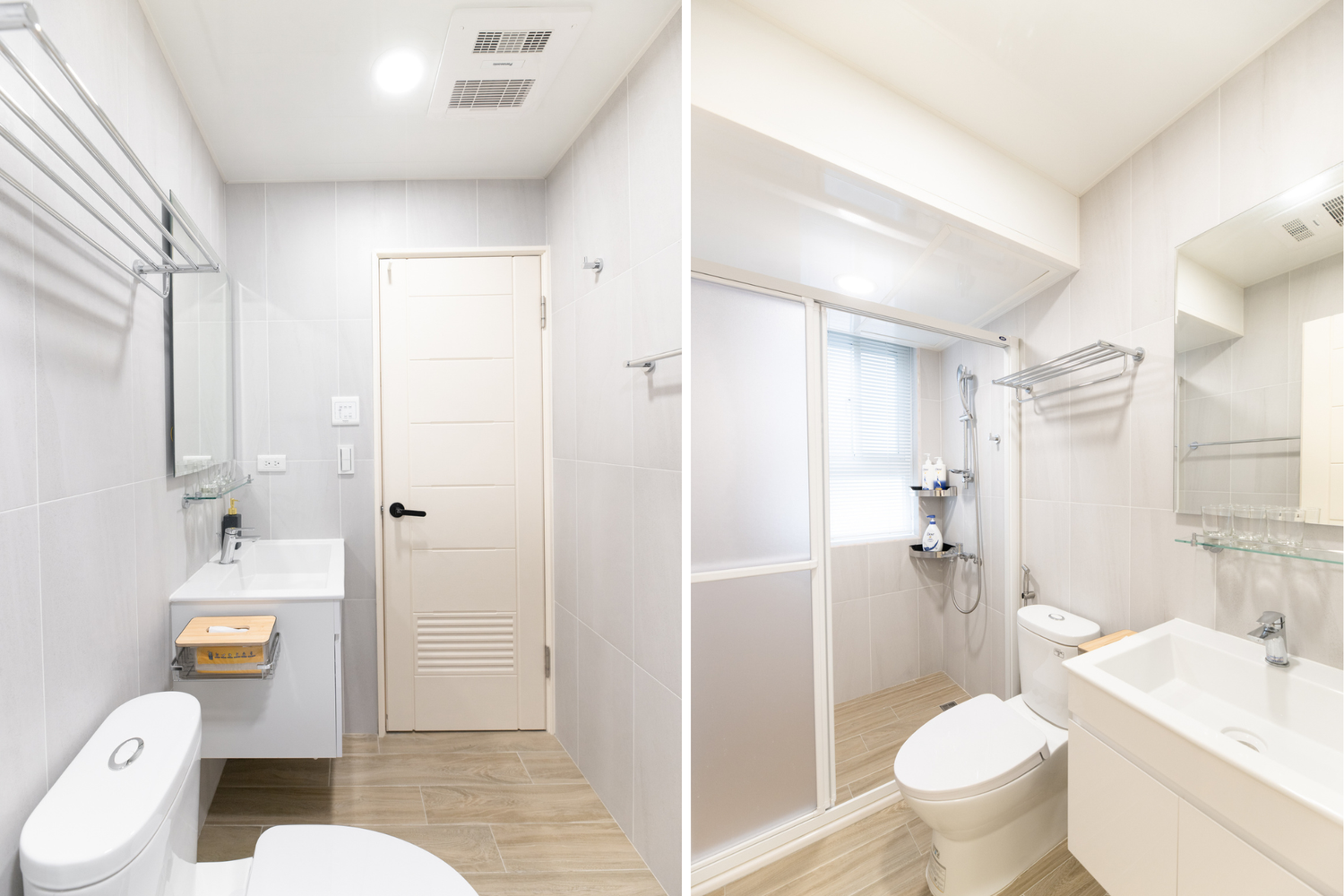 Clean hotel-grade bathroom in Taipei Taiwan short-term rental with shower - Kolette Home