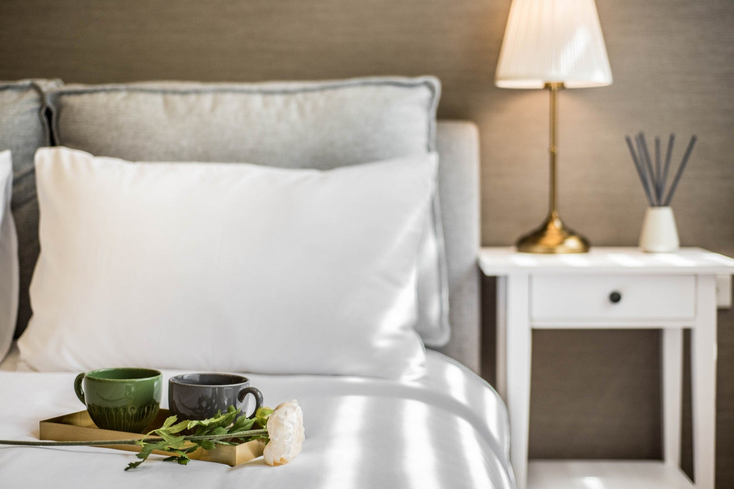 Cozy bedroom in Taipei Taiwan monthly apartment with premium bedding and quiet atmosphere - Kolette Home