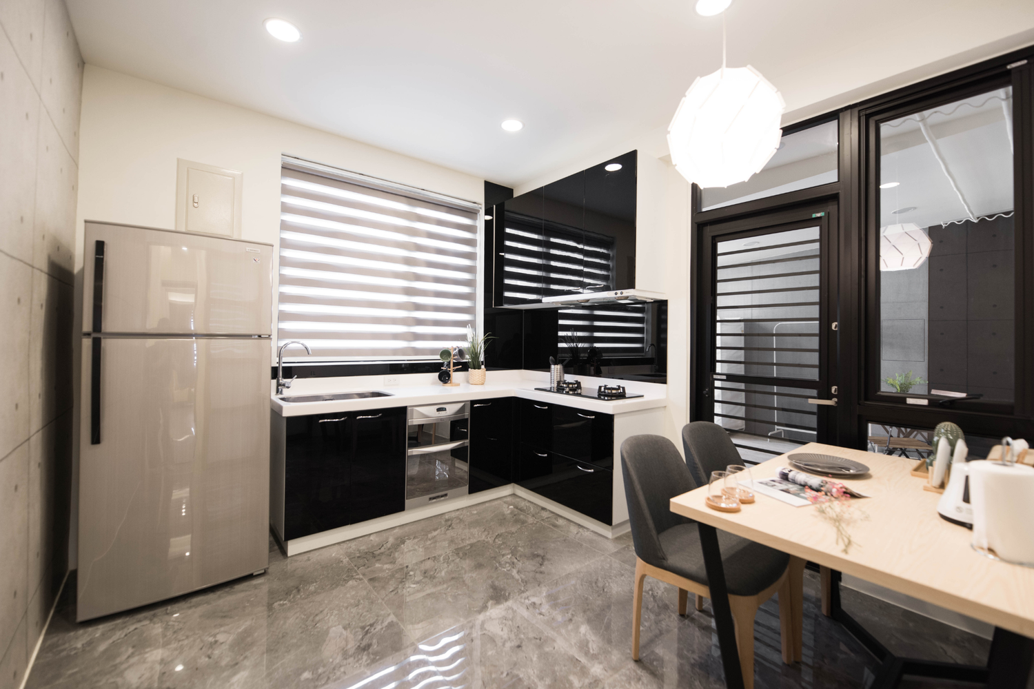 Modern Dining room in Taipei Taiwan short-term apartment with minimalist design - Kolette Home