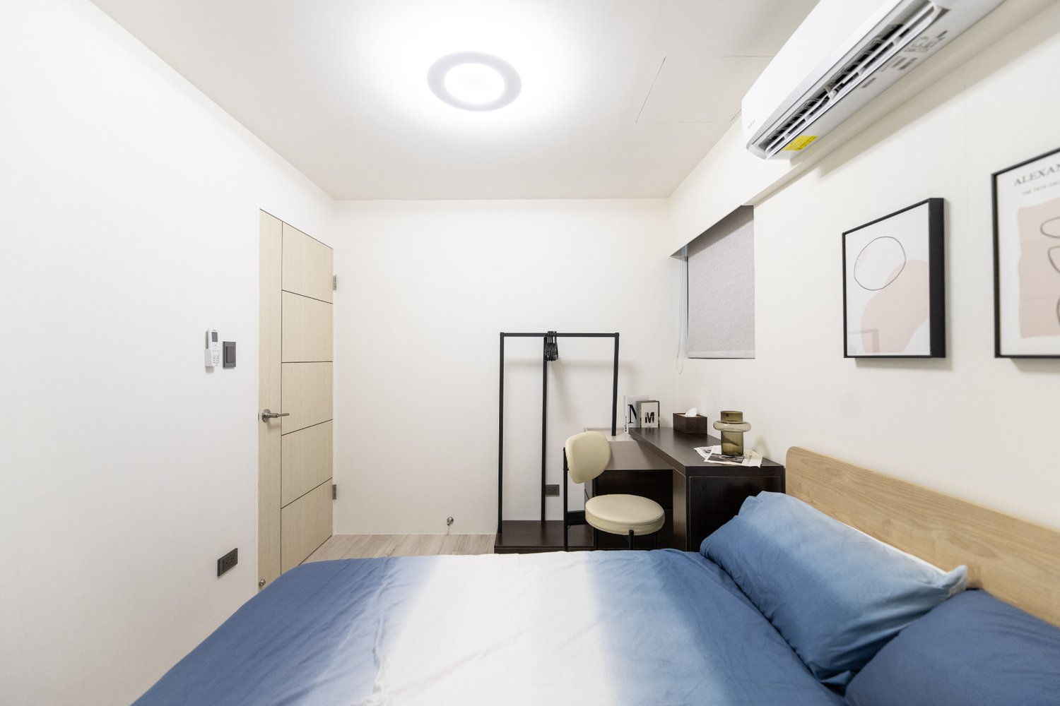 Cozy bedroom in Taipei Taiwan monthly apartment with premium bedding and quiet atmosphere - Kolette Home