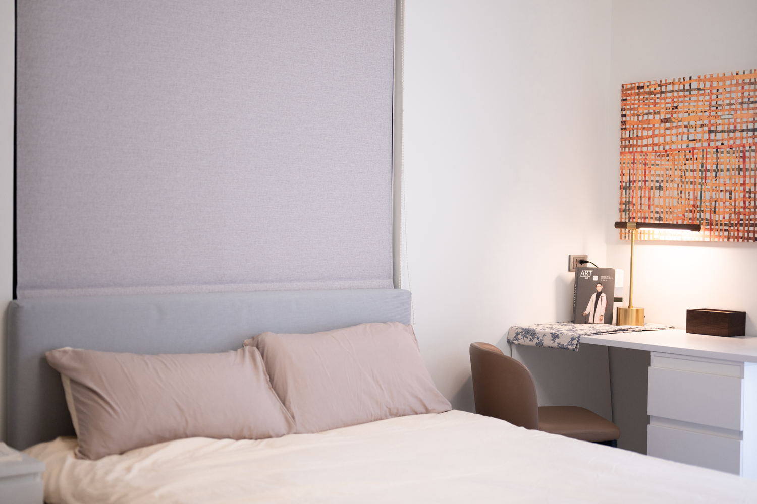 Cozy bedroom in Taipei Taiwan monthly apartment with premium bedding and quiet atmosphere - Kolette Home