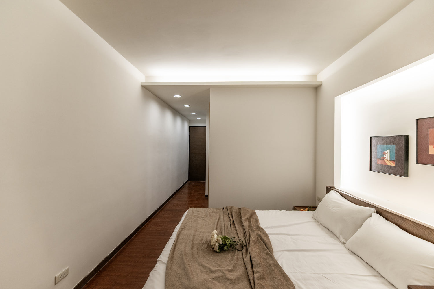 Cozy bedroom in Taipei Taiwan monthly apartment with premium bedding and quiet atmosphere - Kolette Home