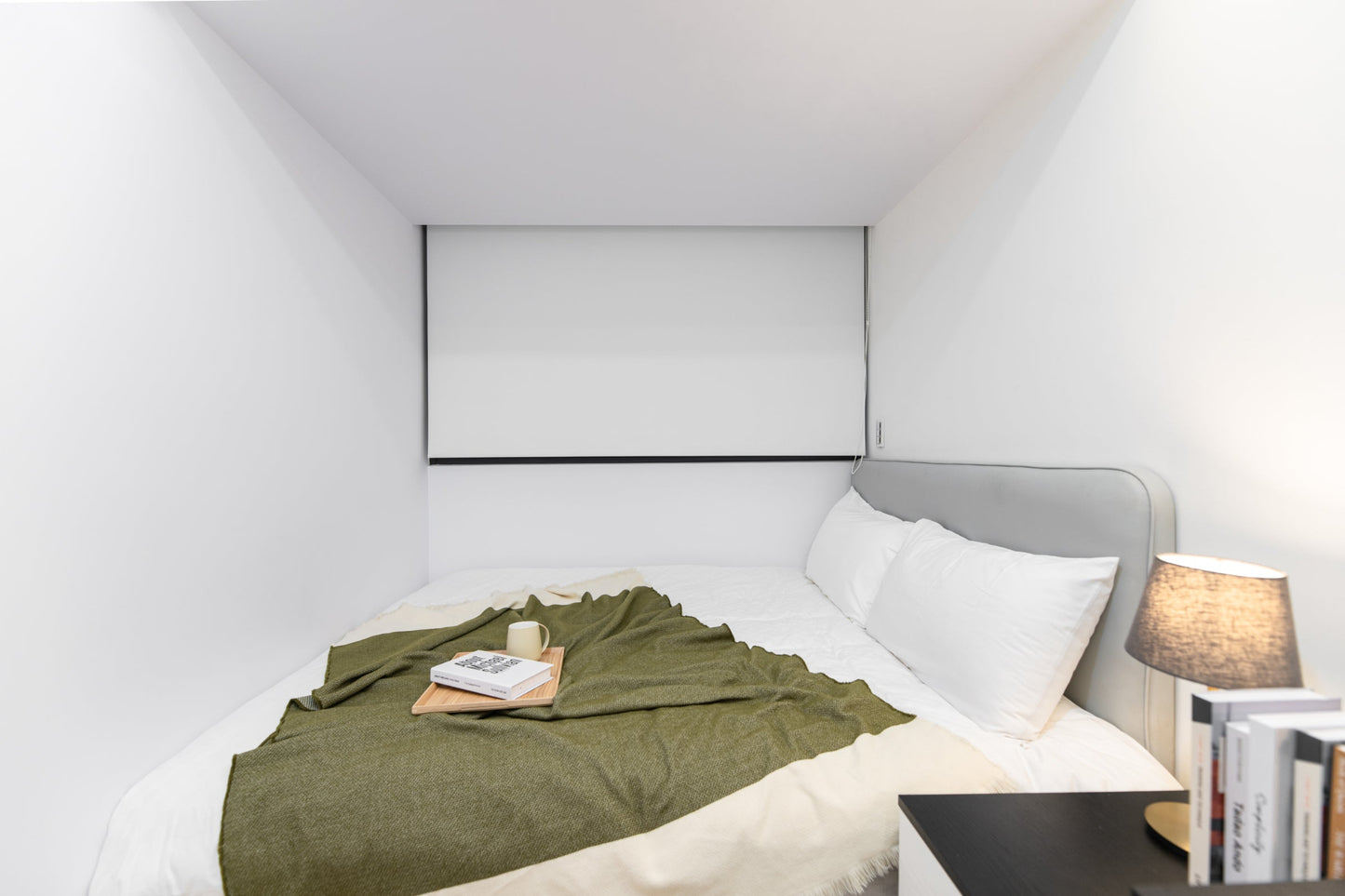 Cozy bedroom in Taipei Taiwan monthly apartment with premium bedding and quiet atmosphere - Kolette Home