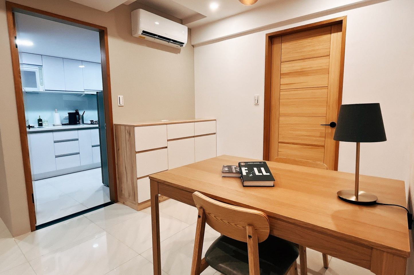 Modern Dining room in Taipei Taiwan short-term apartment with minimalist design - Kolette Home