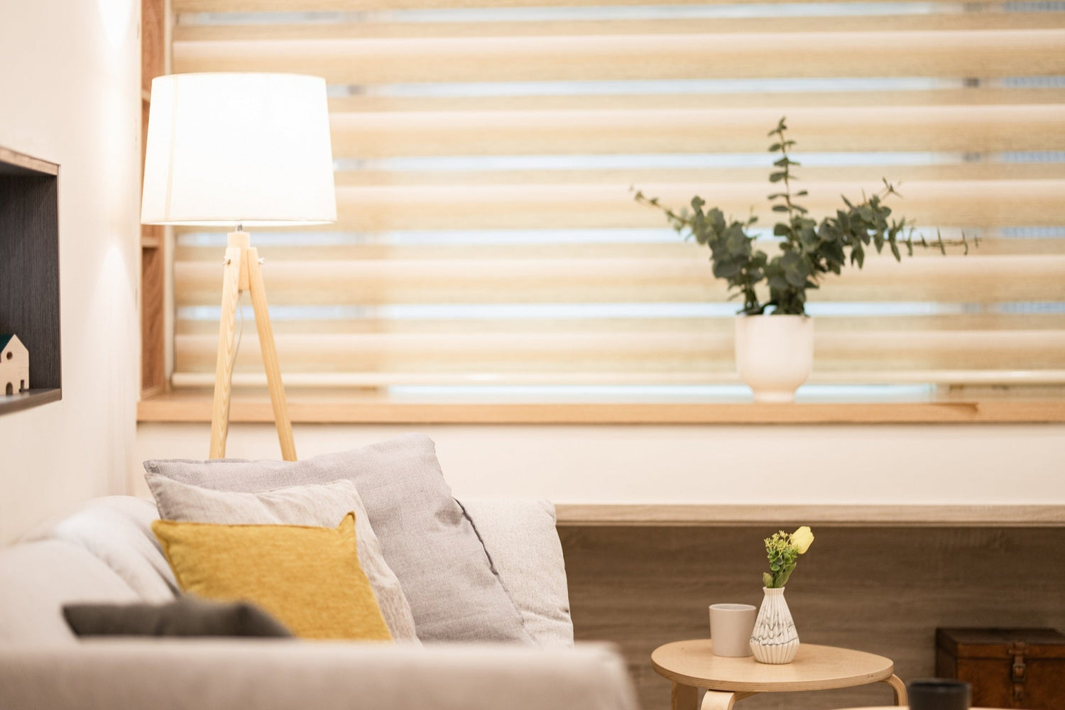 Modern living room in Taipei Taiwan short-term apartment with minimalist design - Kolette Home
