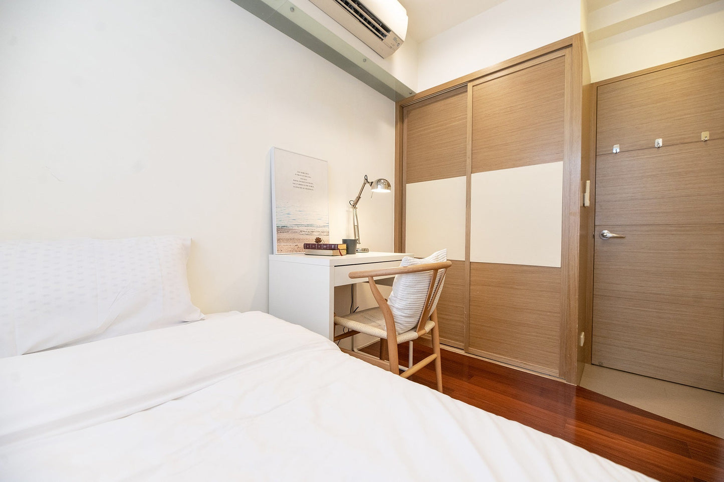 Cozy bedroom in Taipei Taiwan monthly apartment with premium bedding and quiet atmosphere - Kolette Home