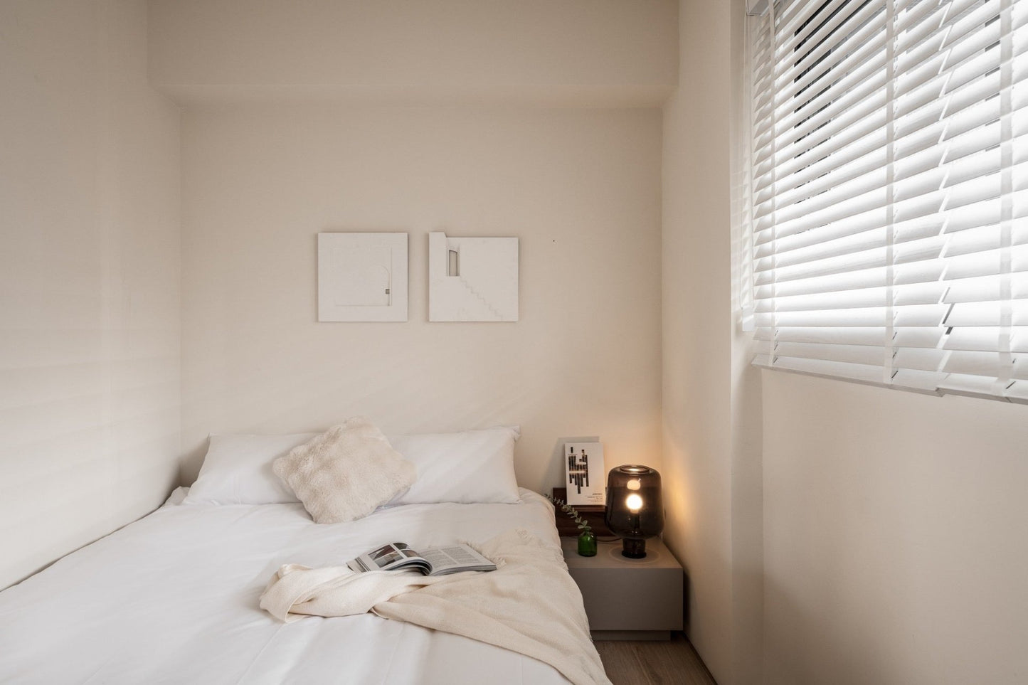 Cozy bedroom in Taipei Taiwan monthly apartment with premium bedding and quiet atmosphere - Kolette Home