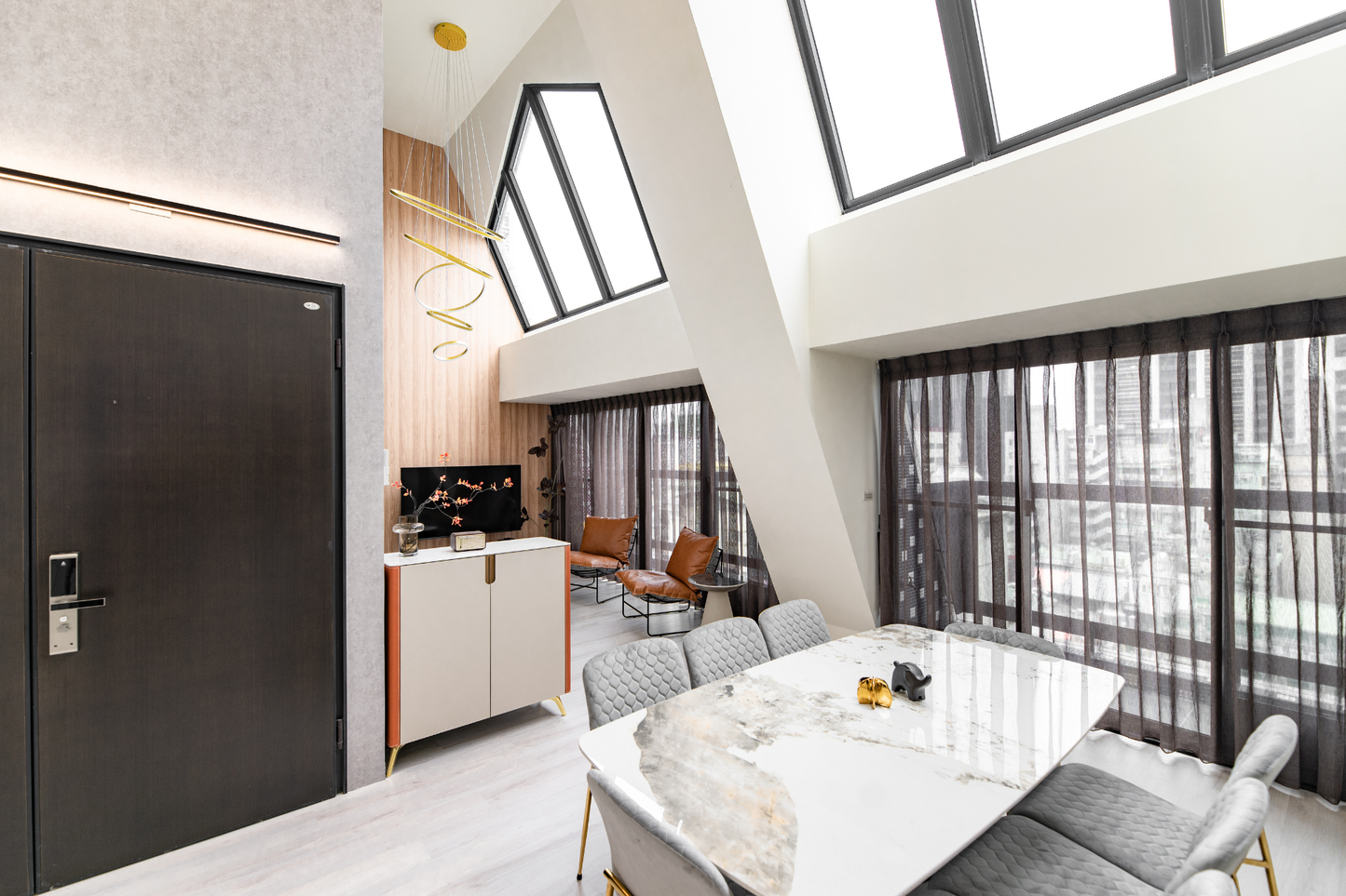 Modern Dining room in Taipei Taiwan short-term apartment with minimalist design - Kolette Home