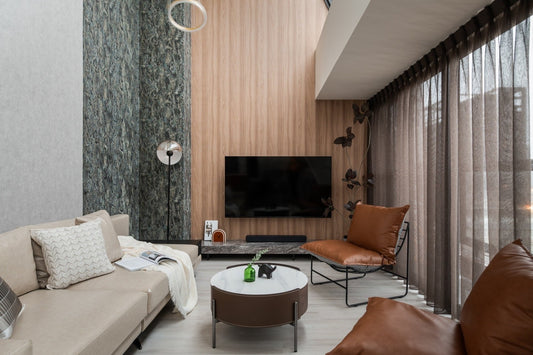Modern living room in Taipei Taiwan short-term apartment with minimalist design - Kolette Home