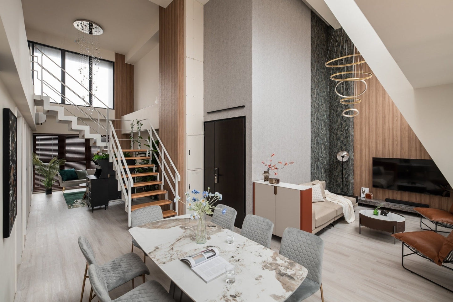 Modern living room in Taipei Taiwan short-term apartment with minimalist design - Kolette Home
