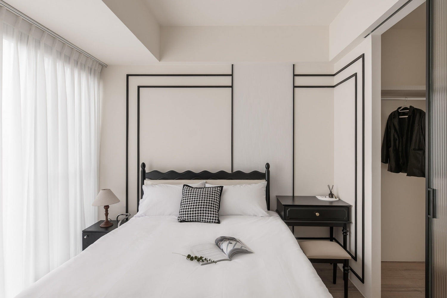 Cozy bedroom in Taipei Taiwan monthly apartment with premium bedding and quiet atmosphere - Kolette Home