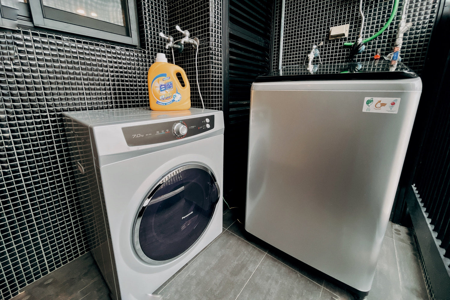 In-unit laundry with washer and dryer in Taipei Taiwan short-term apartment for convenience - Kolette Home