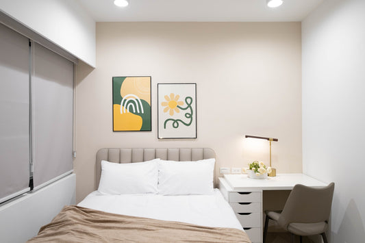 Cozy bedroom in Taipei Taiwan monthly apartment with premium bedding and quiet atmosphere - Kolette Home