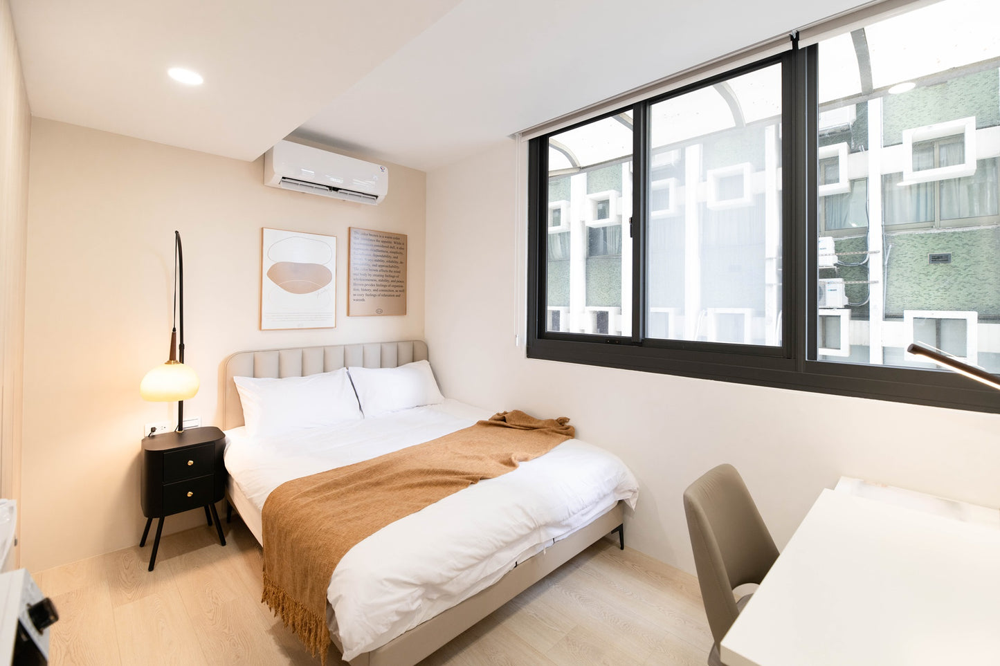 Cozy bedroom in Taipei Taiwan monthly apartment with premium bedding and quiet atmosphere - Kolette Home