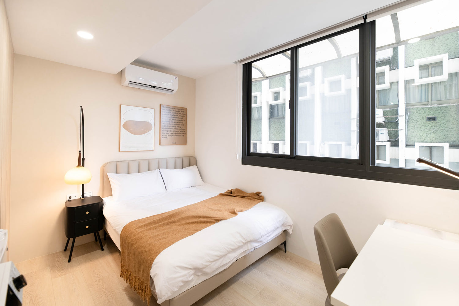 Cozy bedroom in Taipei Taiwan monthly apartment with premium bedding and quiet atmosphere - Kolette Home