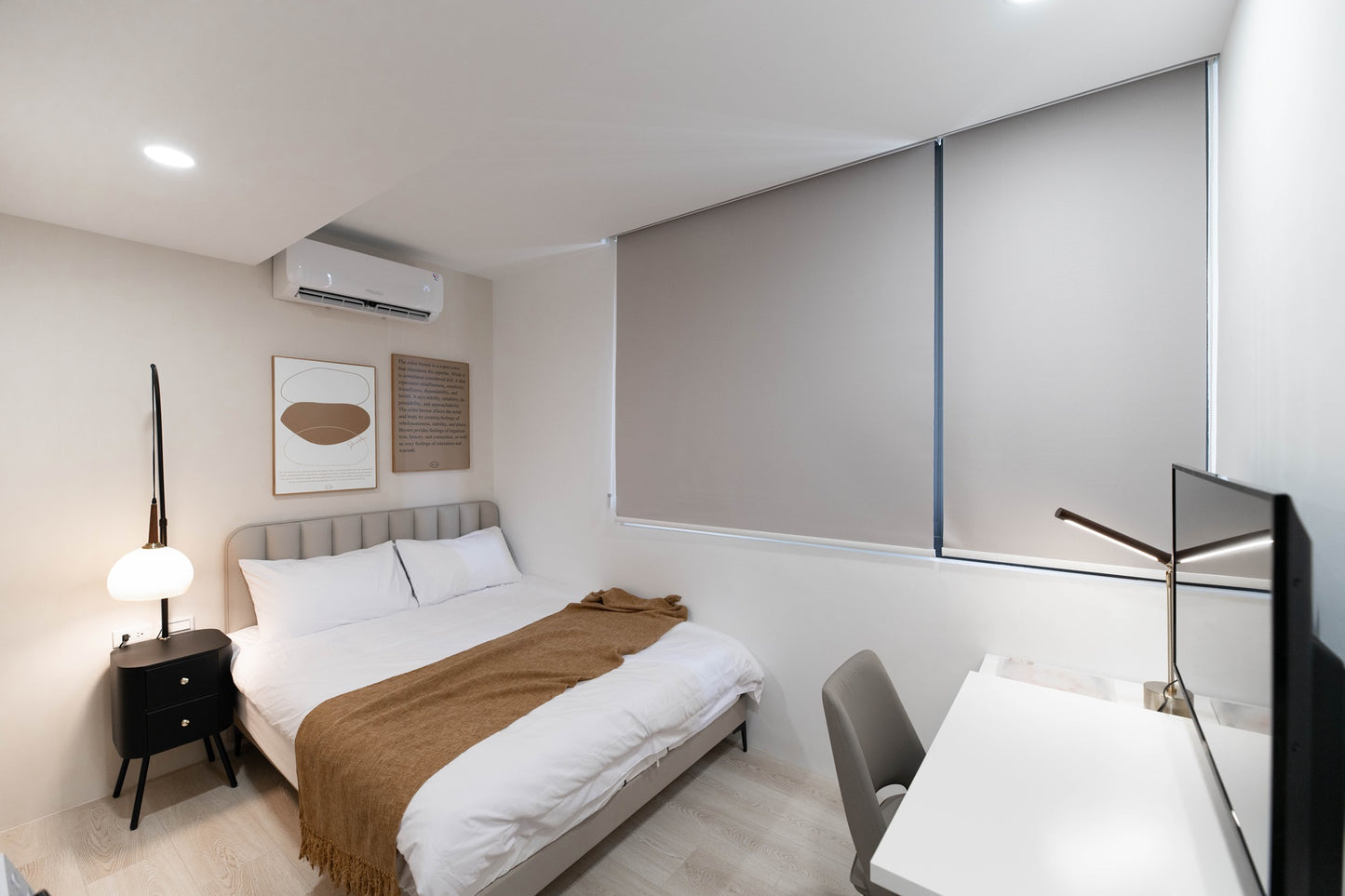 Cozy bedroom in Taipei Taiwan monthly apartment with premium bedding and quiet atmosphere - Kolette Home