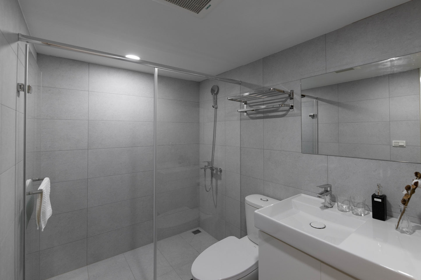 Clean hotel-grade bathroom in Taipei Taiwan short-term rental with shower - Kolette Home