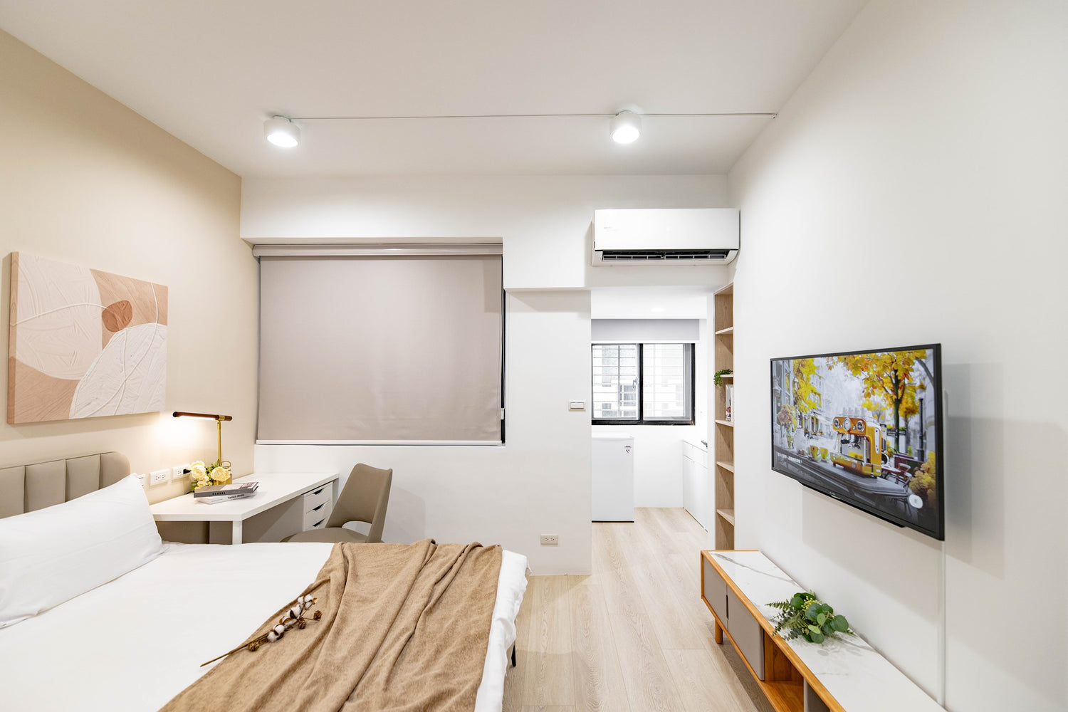 Cozy bedroom in Taipei Taiwan monthly apartment with premium bedding and quiet atmosphere - Kolette Home