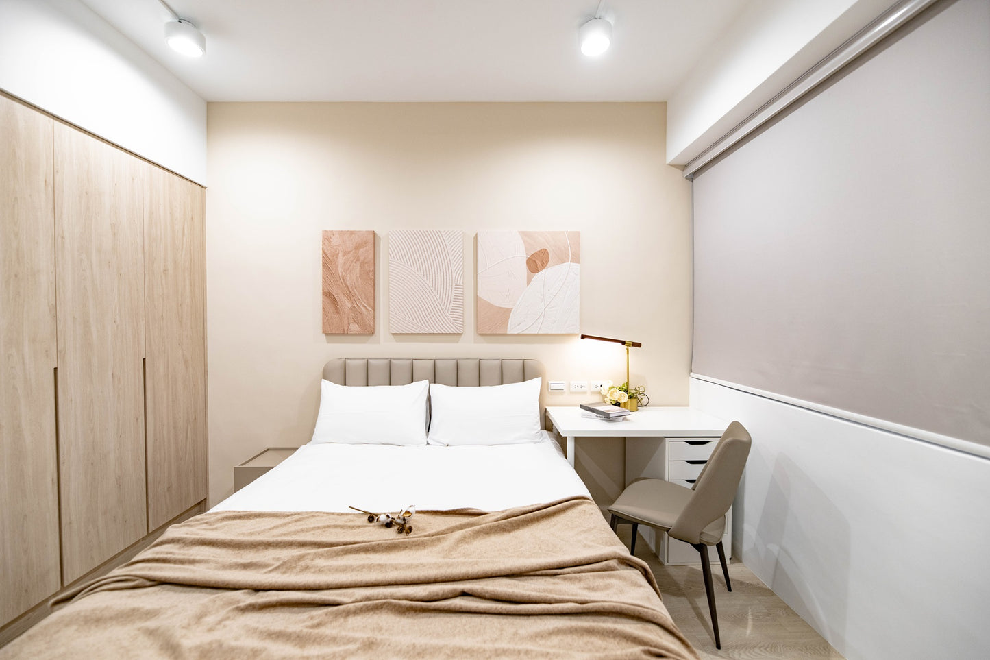 Cozy bedroom in Taipei Taiwan monthly apartment with premium bedding and quiet atmosphere - Kolette Home