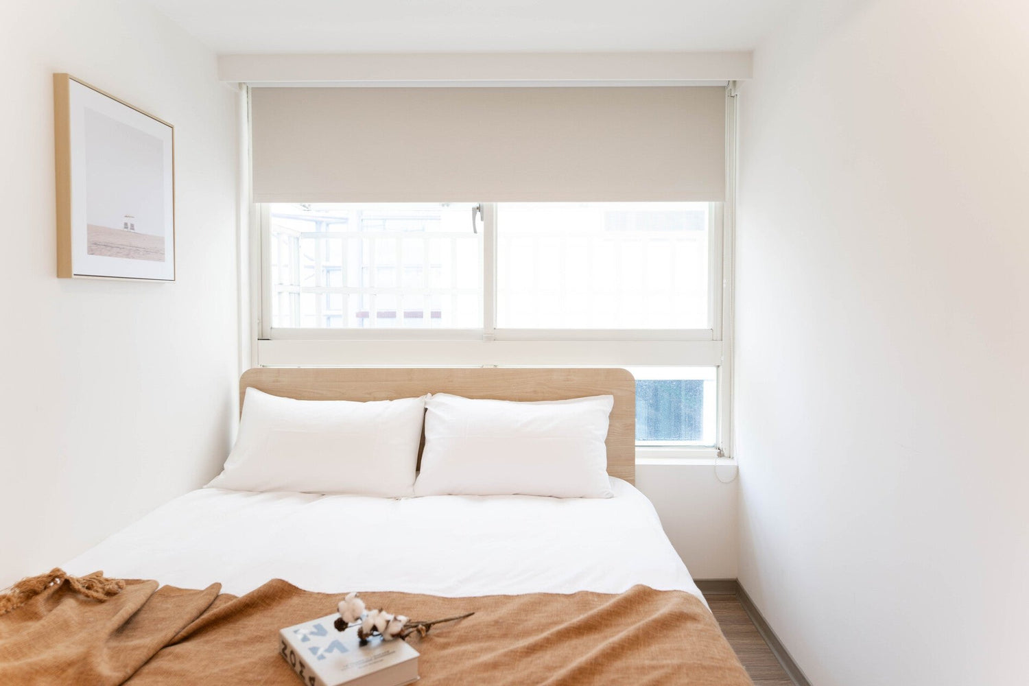 Cozy bedroom in Taipei Taiwan monthly apartment with premium bedding and quiet atmosphere - Kolette Home