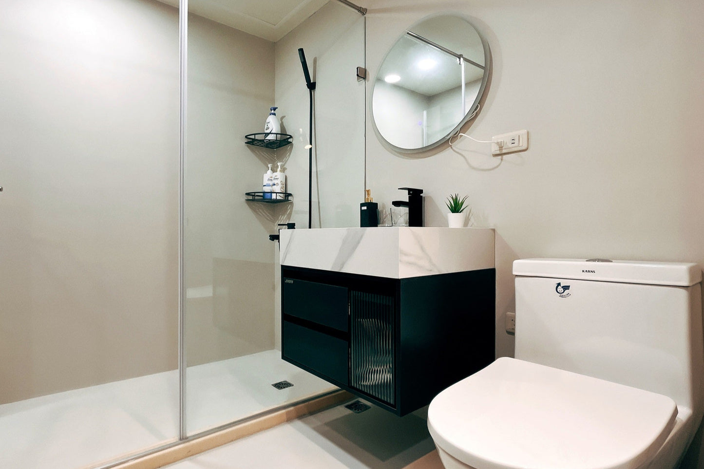 Clean hotel-grade bathroom in Taipei Taiwan short-term rental with shower - Kolette Home