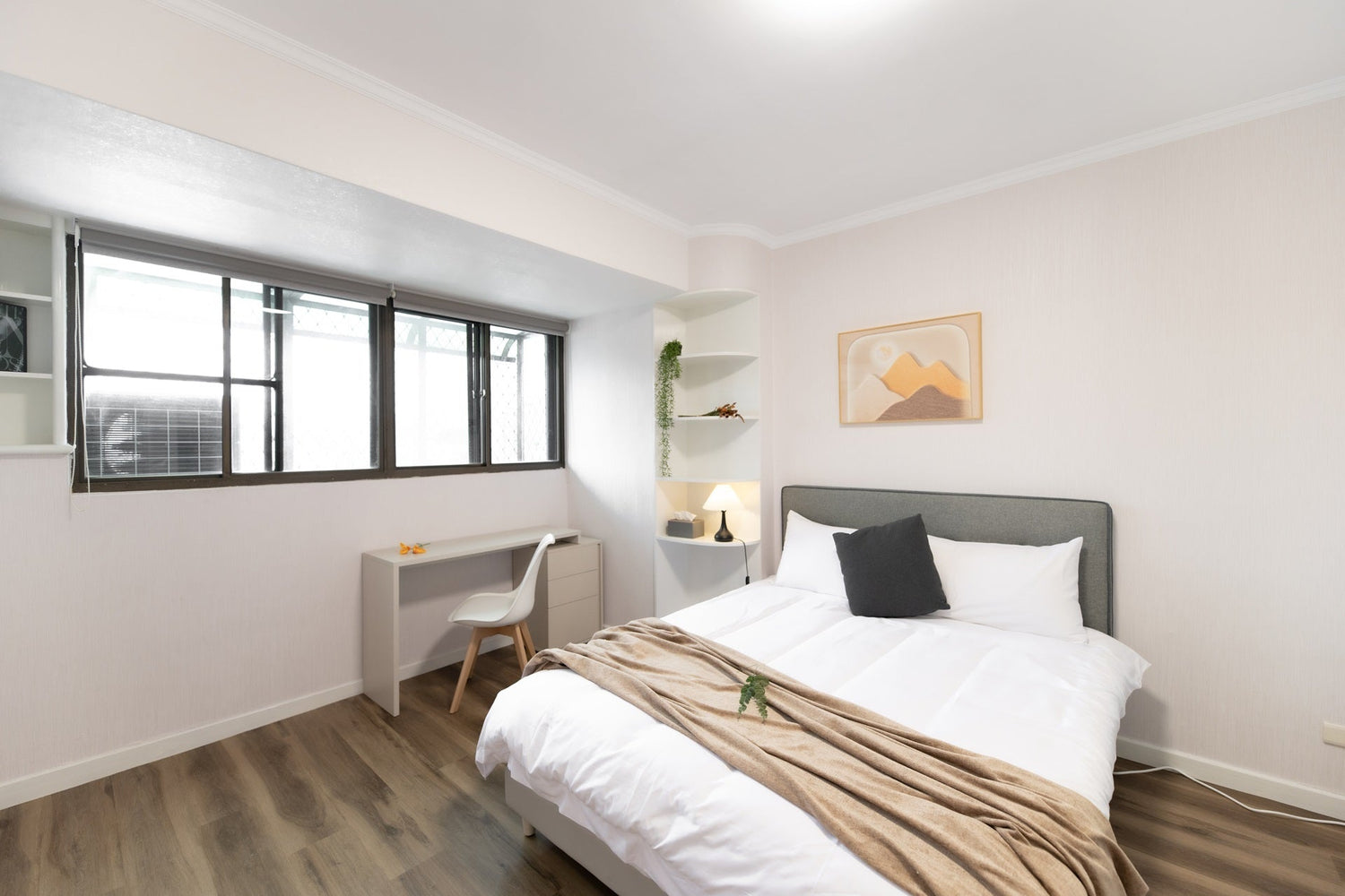 Cozy bedroom in Taipei Taiwan monthly apartment with premium bedding and quiet atmosphere - Kolette Home
