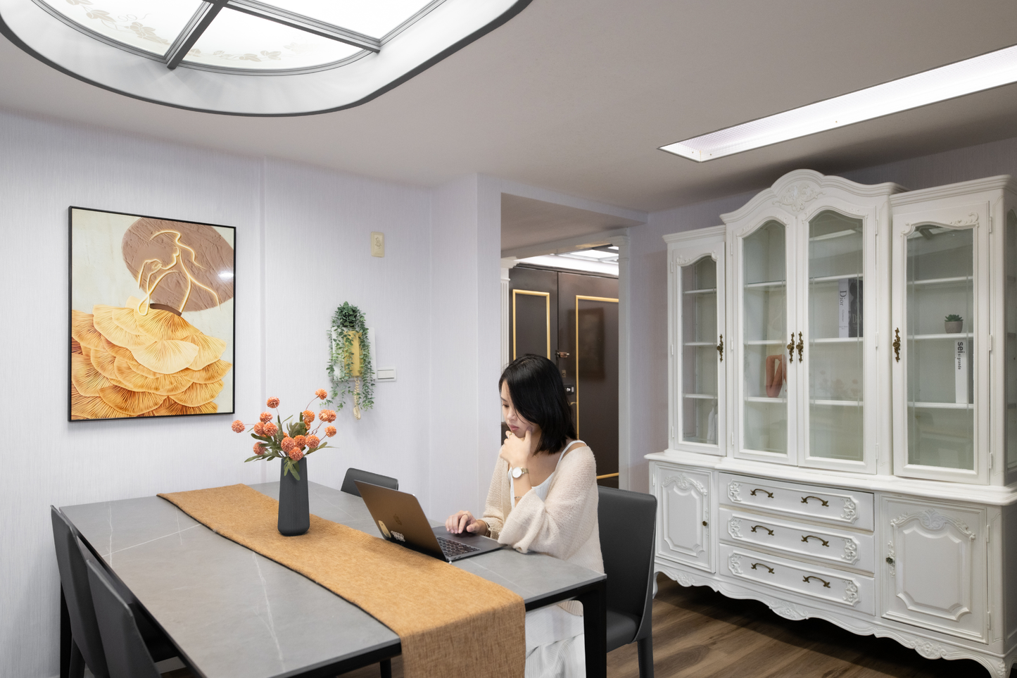 dining room in Taipei Taiwan short-term apartment with minimalist design - Kolette Home