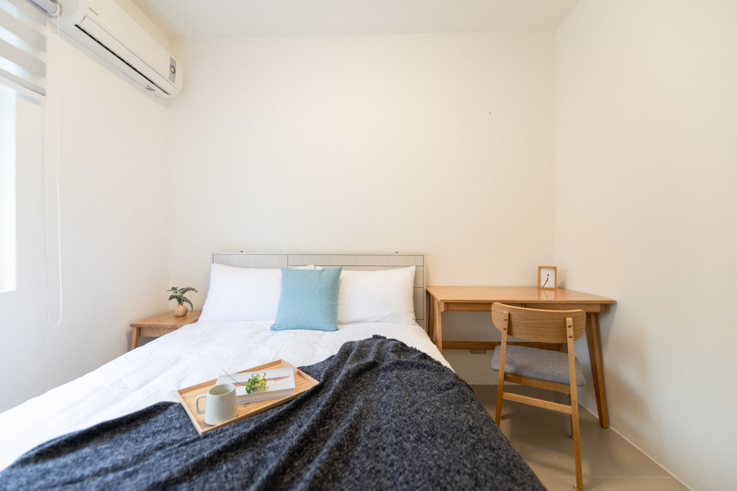 Cozy bedroom in Taipei Taiwan monthly apartment with premium bedding and quiet atmosphere - Kolette Home
