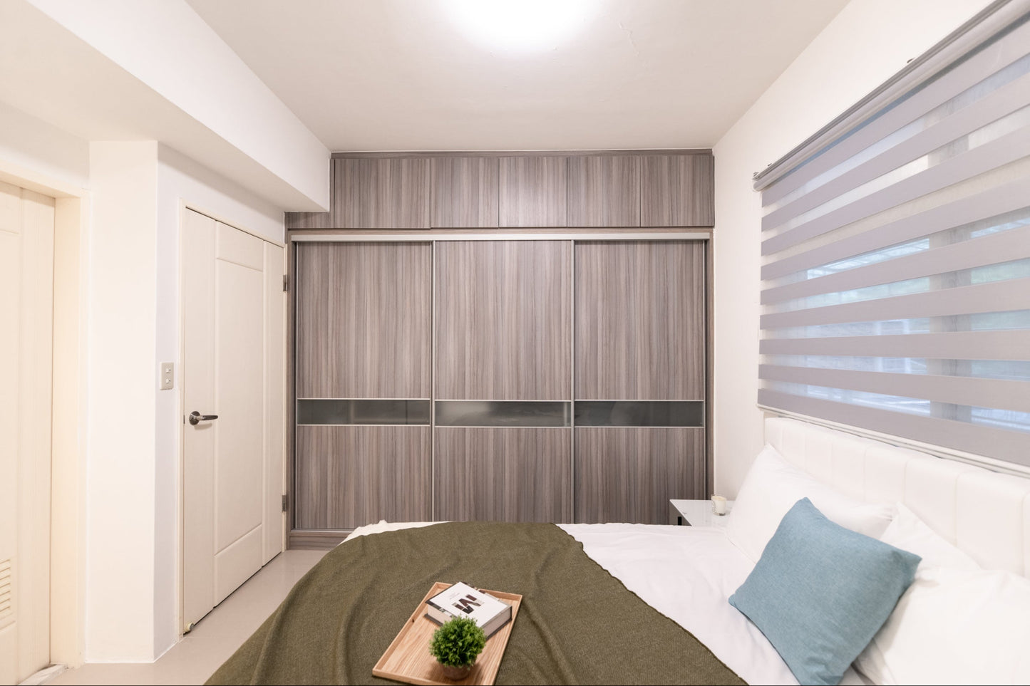 Cozy bedroom in Taipei Taiwan monthly apartment with premium bedding and quiet atmosphere - Kolette Home