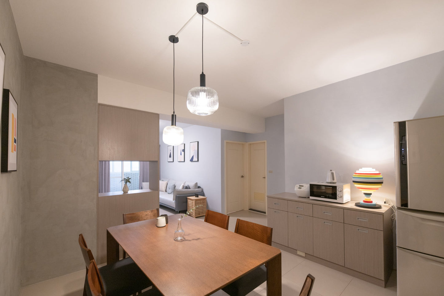 Modern Dining room in Taipei Taiwan short-term apartment with minimalist design - Kolette Home