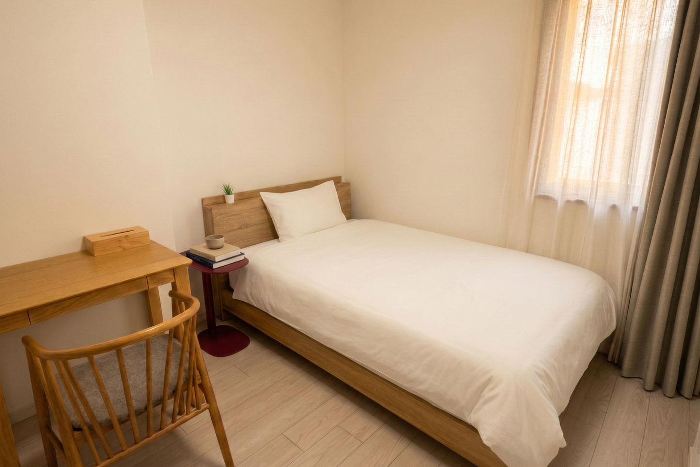 Cozy bedroom in Tokyo Japan monthly apartment with premium bedding and quiet atmosphere - lohus