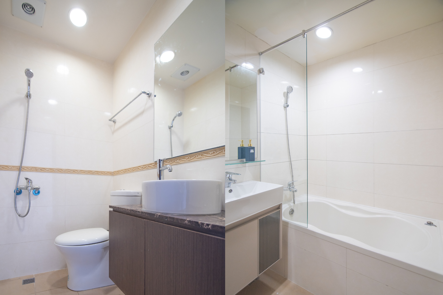 Clean hotel-grade bathroom in Taipei Taiwan short-term rental with shower - Kolette Home