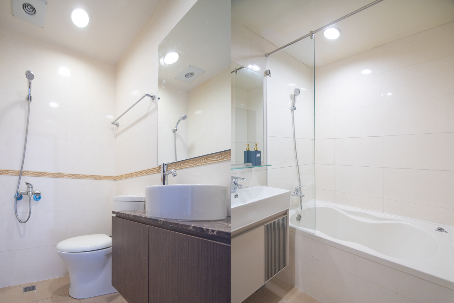 Clean hotel-grade bathroom in Taipei Taiwan short-term rental with shower - Kolette Home