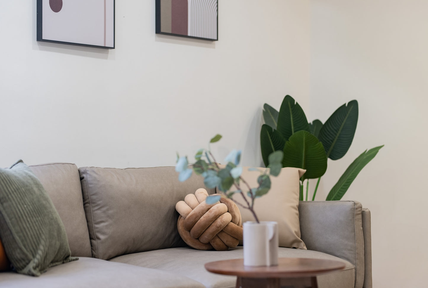 Modern living room in Taipei Taiwan short-term apartment with minimalist design - Kolette Home