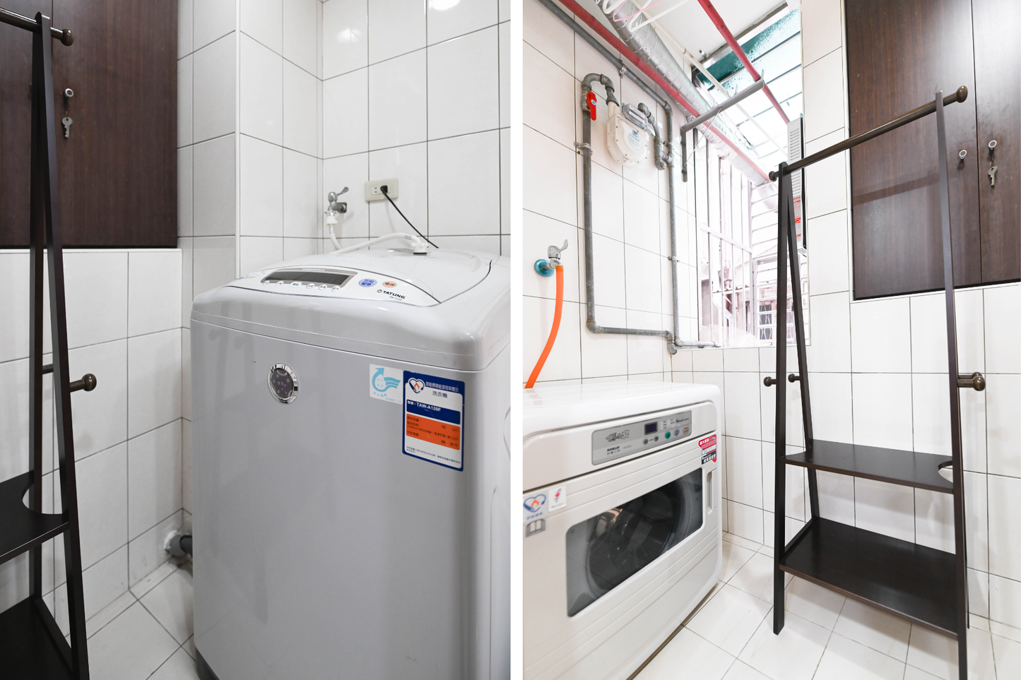In-unit laundry with washer and dryer in Taipei Taiwan short-term apartment for convenience - Kolette Home