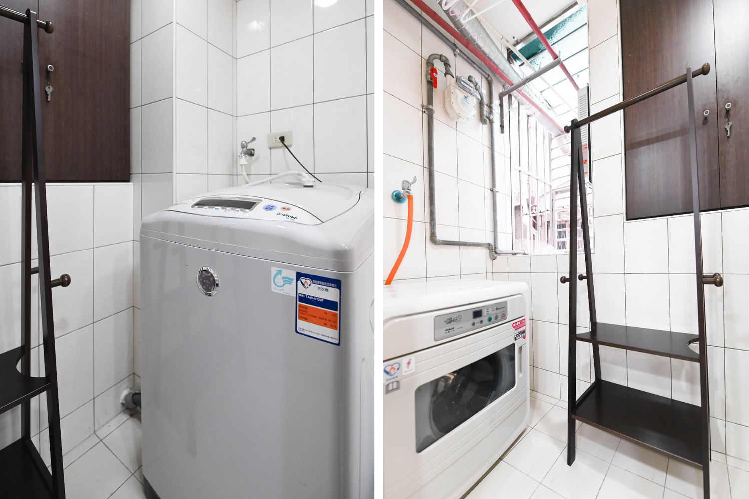In-unit laundry with washer and dryer in Taipei Taiwan short-term apartment for convenience - Kolette Home