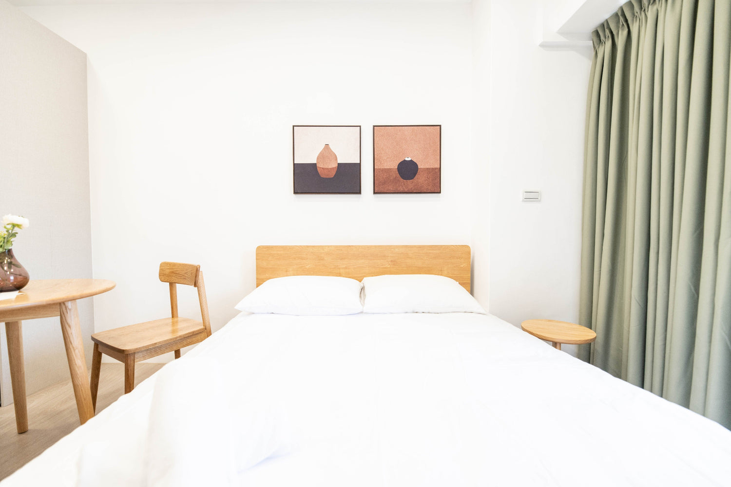 Cozy bedroom in Taipei Taiwan monthly apartment with premium bedding and quiet atmosphere - Kolette Home