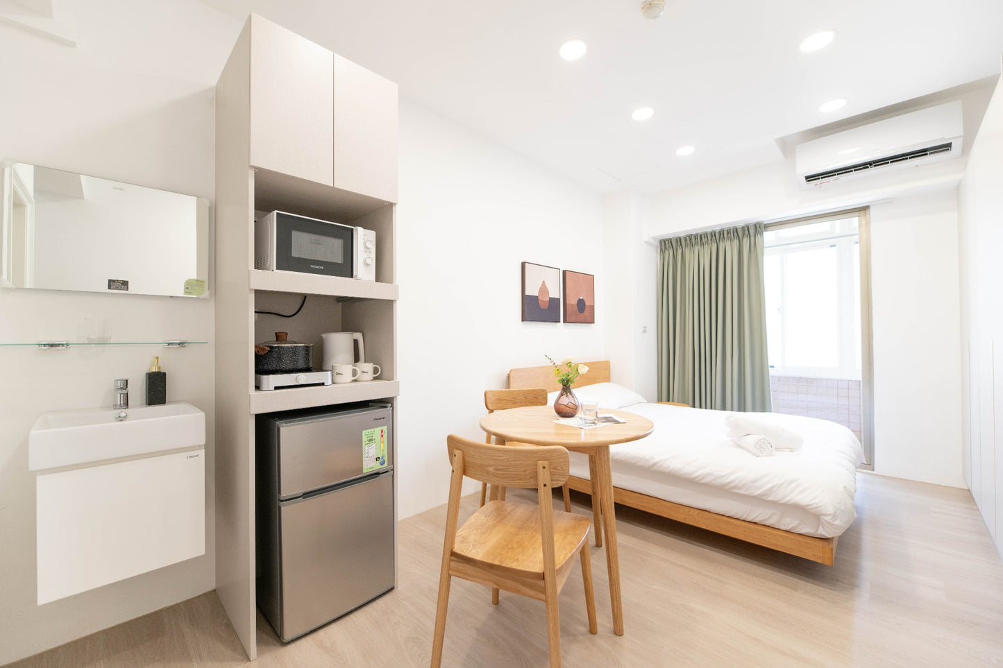 Cozy bedroom in Taipei Taiwan monthly apartment with premium bedding and quiet atmosphere - Kolette Home