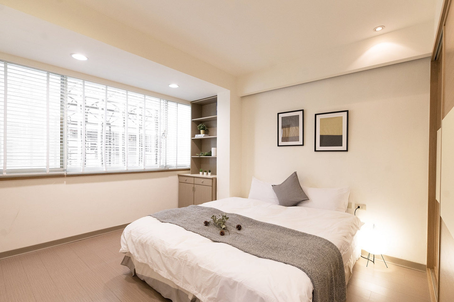 Cozy bedroom in Taipei Taiwan monthly apartment with premium bedding and quiet atmosphere - Kolette Home